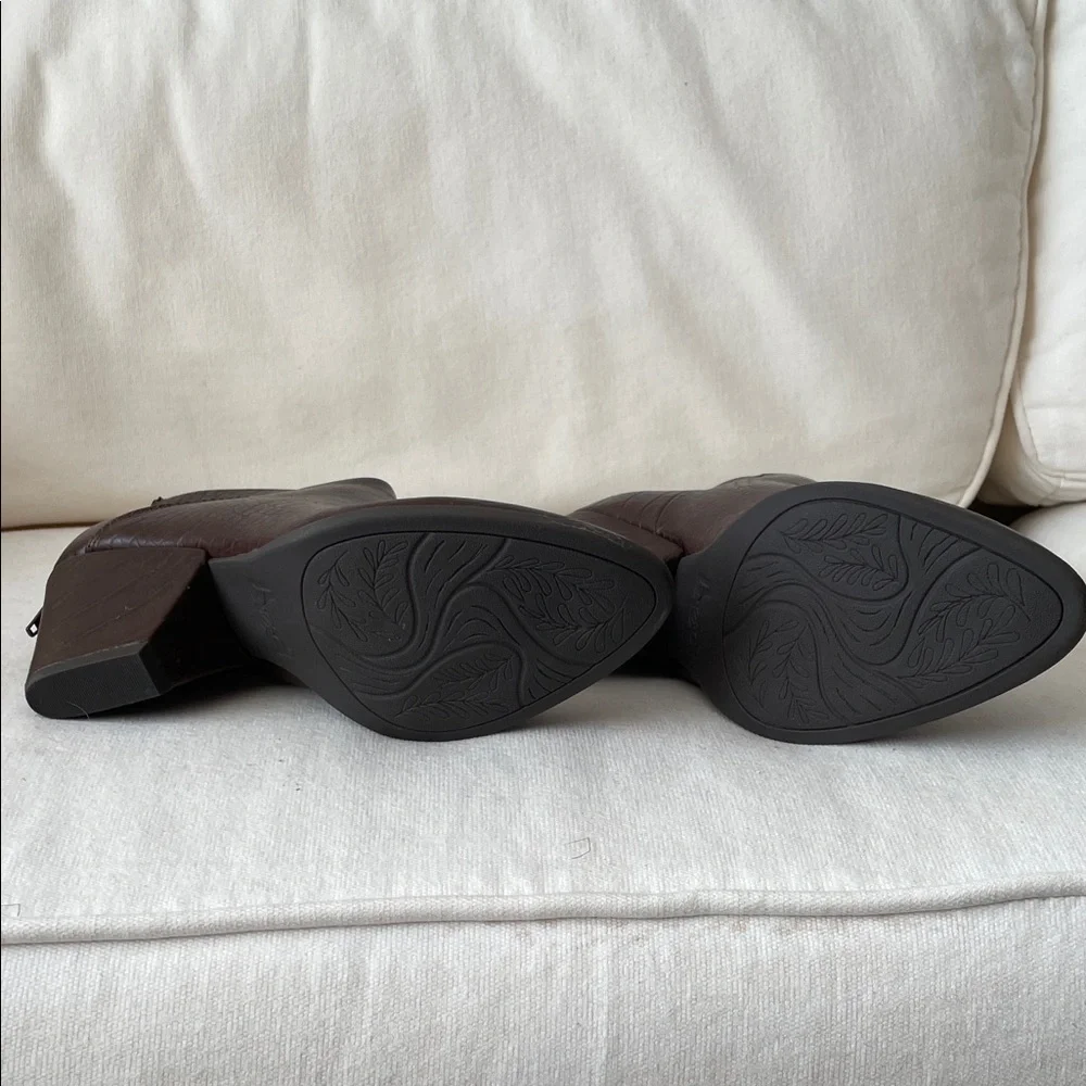 boc Dark Brown Croc-Embossed Ankle Booties - Picture 4 of 8